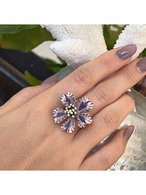 Oscar de la Renta Wild Flower Purple & Gray Ring